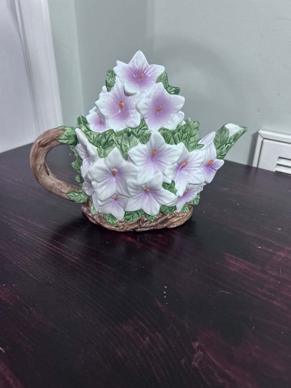 Vintage World Bazaars HandPainted Ceramic Magnolia Blossom Teapot